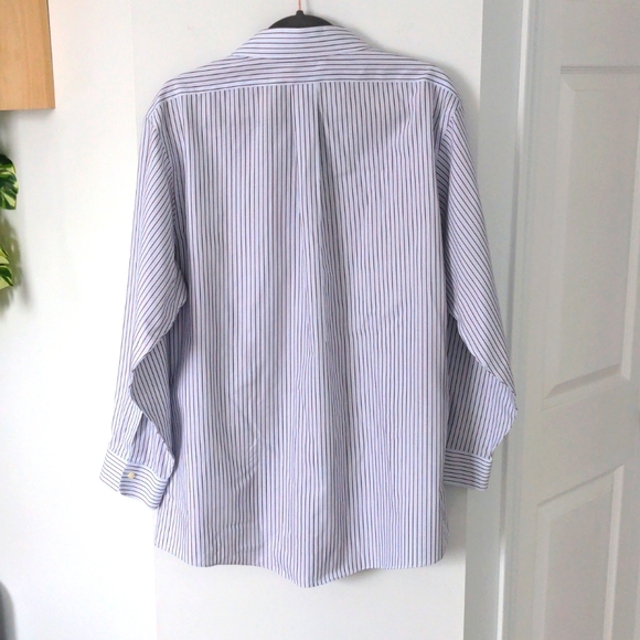 Brooks Brothers Dress Shirt, Large, Blue/brown/white pinstripe, button down - Picture 3 of 5